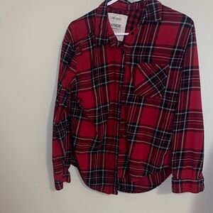 Garage Red and Black Plaid Button-Down Shirt